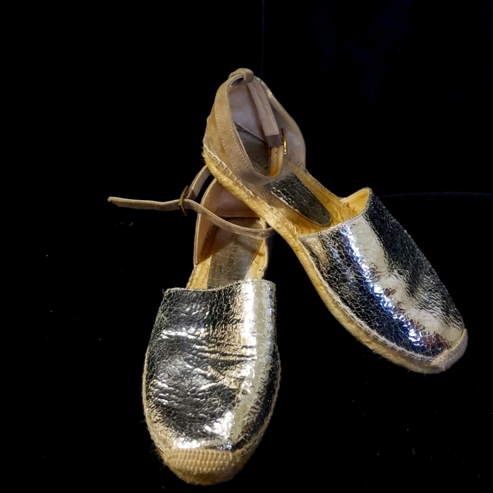 Equitare Silver Metallic & Suede Leather Espadrilles. Sz. EU 38.
